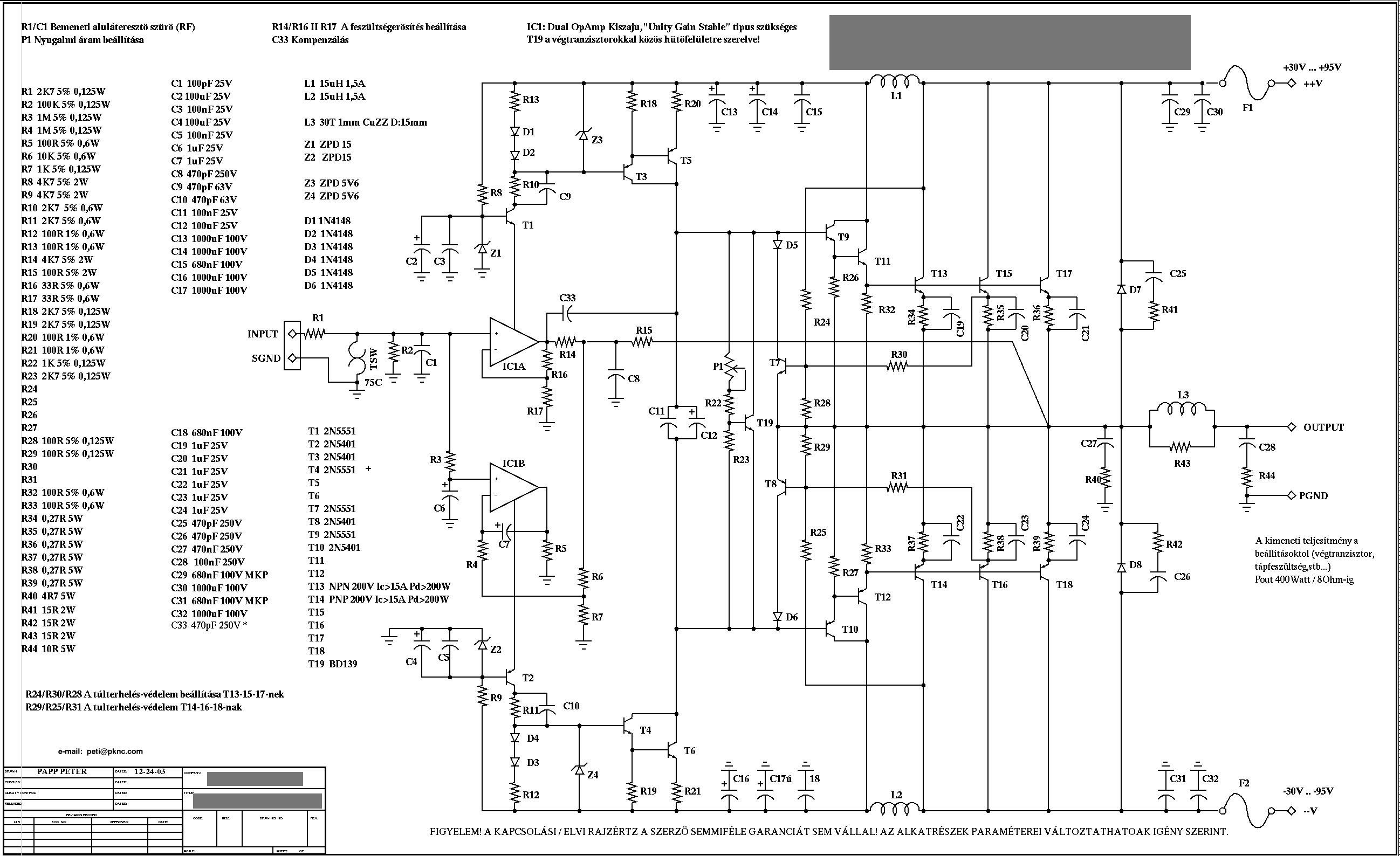2n3055 Mj2955 Amplifier Circuit - Peterpapp Ampspetiamp - 2n3055 Mj2955 Amplifier Circuit